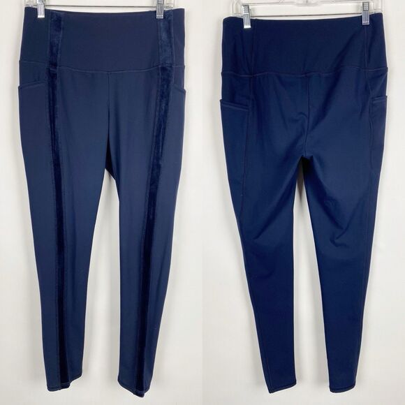 CHICO'S‎ Zenergy Navy Blue Velour Inset Leggings - Chico's Size 1 (8/10) - Picture 2 of 8